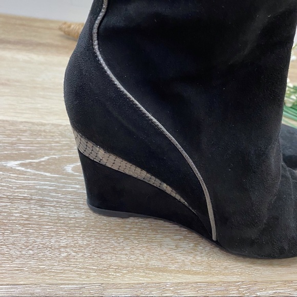 Aquatalia Suede Leather Wedge Ankle Booties - Picture 6 of 16